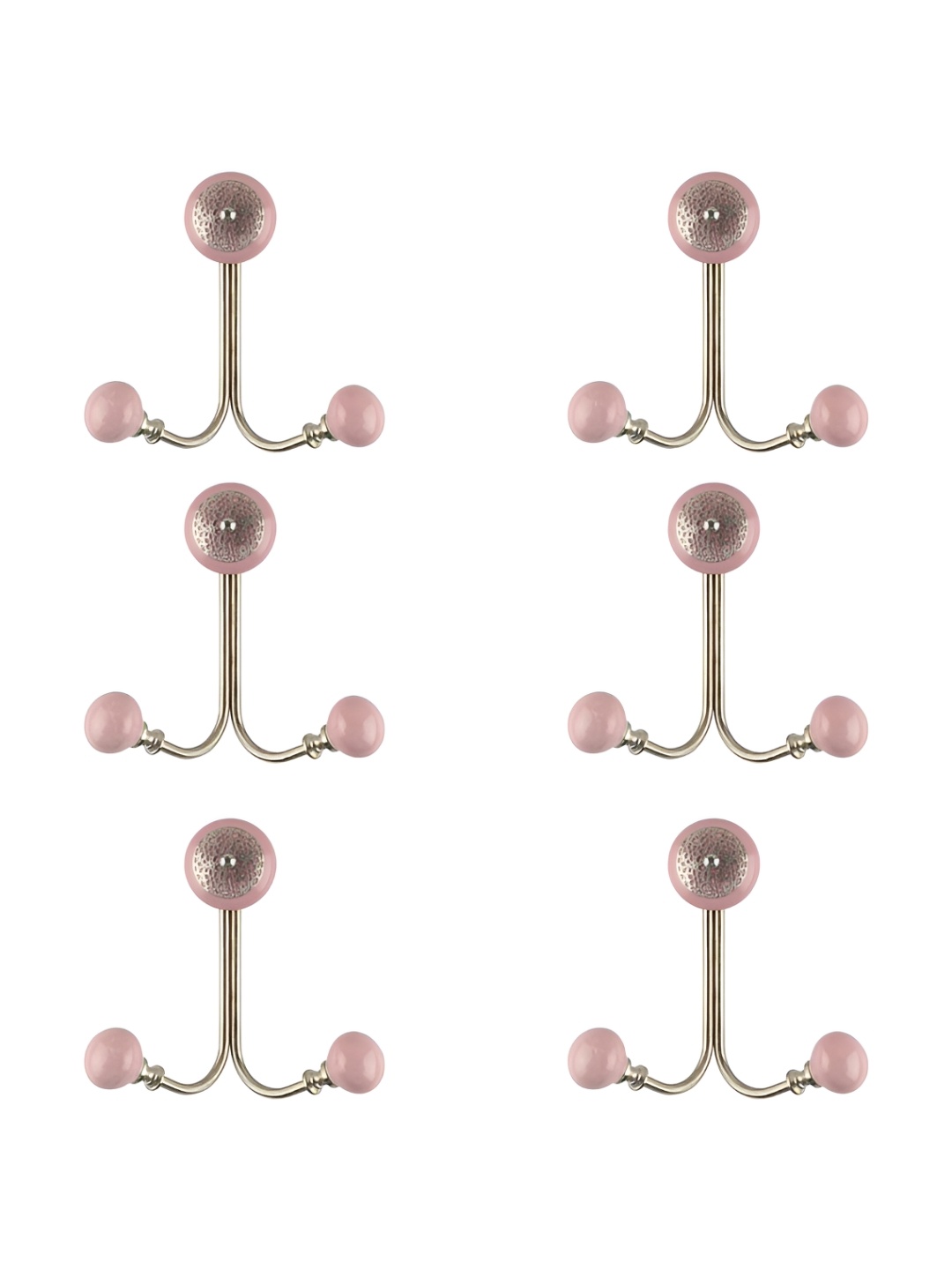 

IndianShelf Pink 6 Pieces Ceramic Strewn Wall Hangers Key Hooks