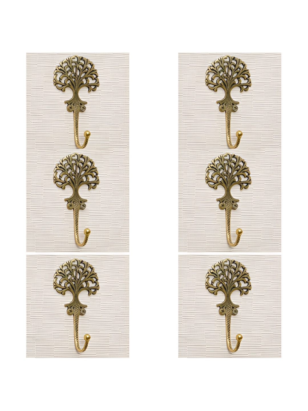 

IndianShelf Gold-Toned 6 Pieces Brass Tree Door Hangers for Clothes Wall Hooks