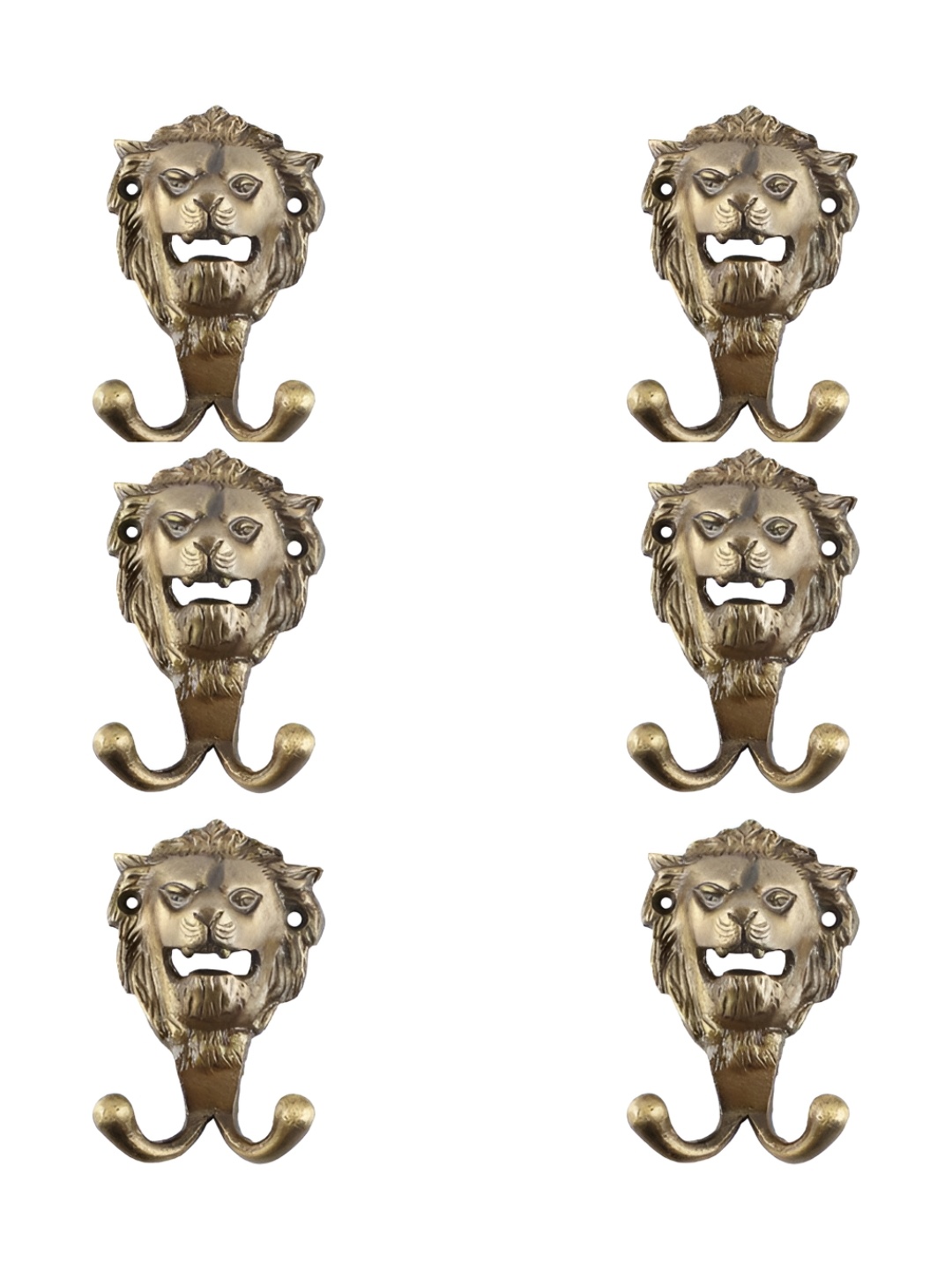 

IndianShelf Gold Toned 6 Pieces Iron Lion Shaped Wall Hooks