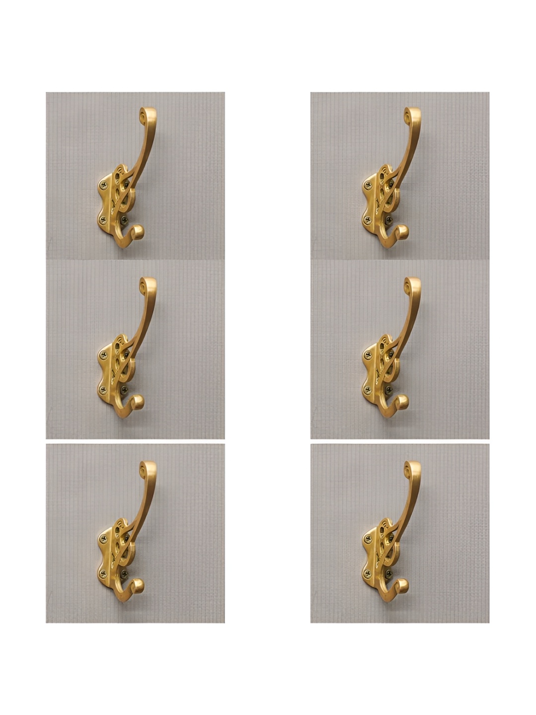

IndianShelf Gold-Toned 6 Pieces Brass Nostalgic Door Hangers Wall Hooks