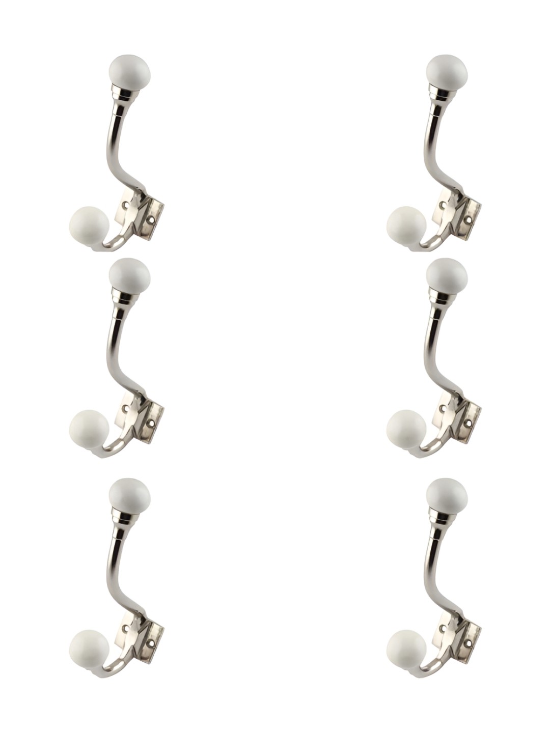 

IndianShelf White 6 Pieces Ceramic Coat Hooks