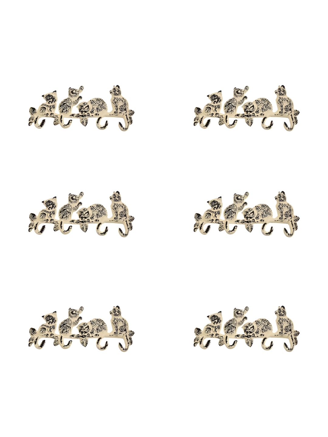

IndianShelf Cream-Coloured 6 Pieces Iron Cat Key Hooks