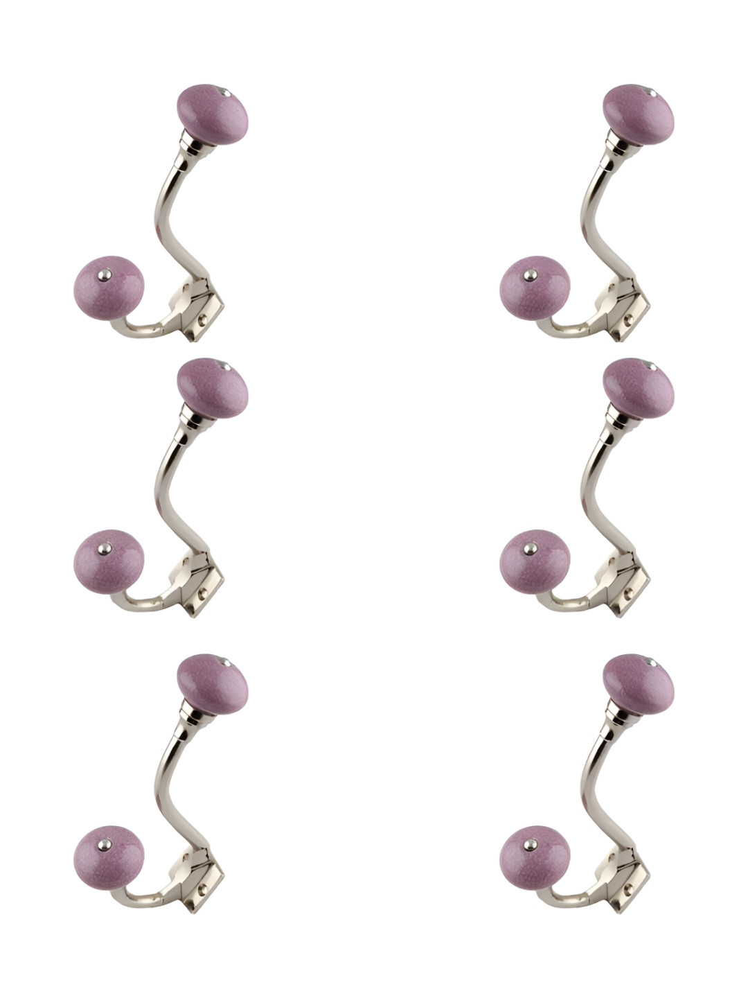 

IndianShelf Purple and Silvertoned 6 Pieces Ceramic Crackle Wall Hooks