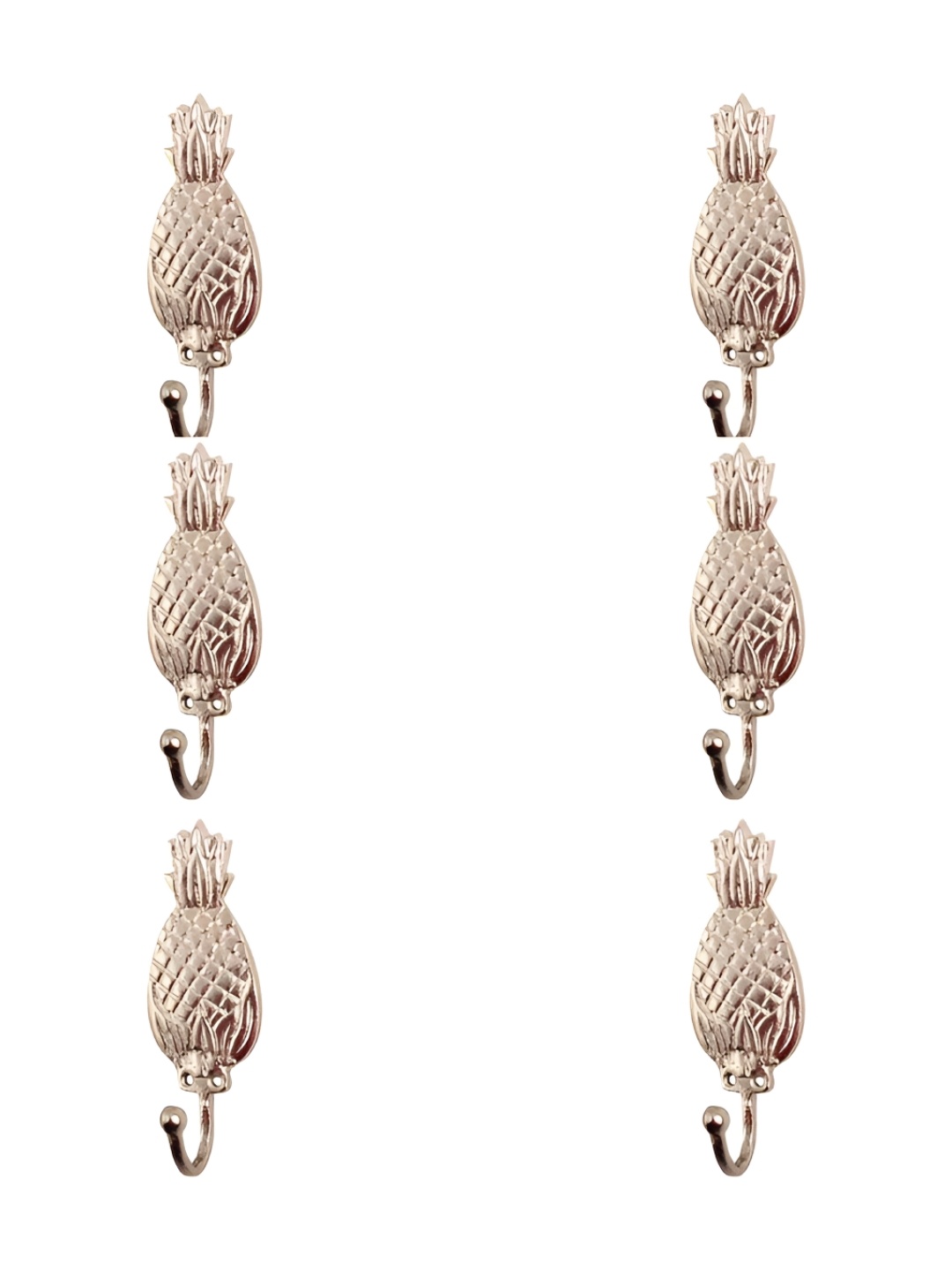 

IndianShelf Goldtoned 6 Pieces Iron Pineapple Textured Wall Hooks, Gold