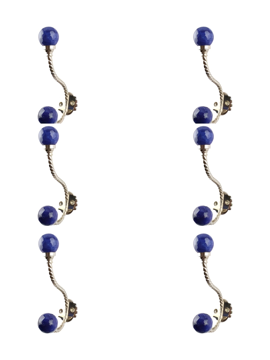 

IndianShelf Blue and Goldtoned 6 Pieces Glass Round Wall Hooks
