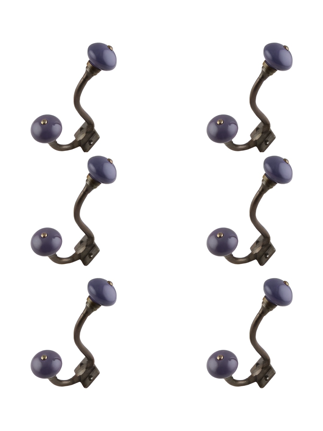 

IndianShelf Grey 6 Pieces Ceramic Wall Hooks