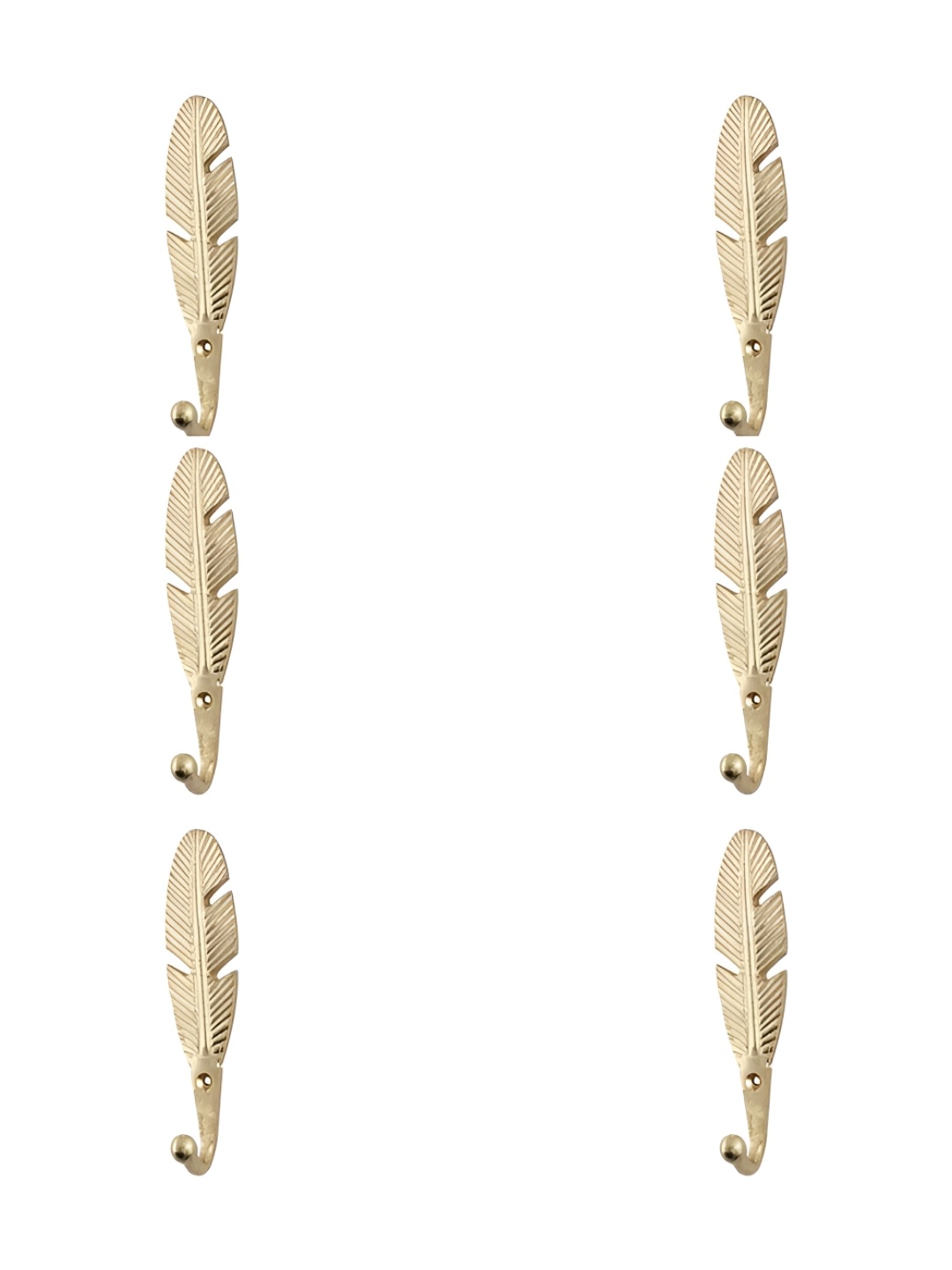 

IndianShelf Gold-Toned 6 Pieces Feather Iron Wall Hooks