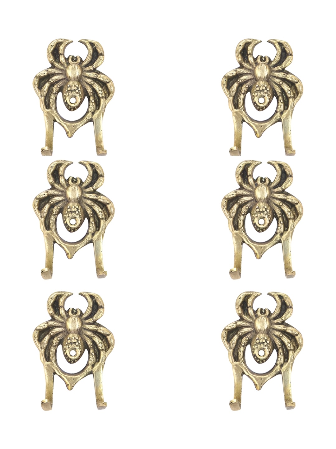 

IndianShelf Gold-Toned 6 Pieces Brass Crab Cloth Hanger for Wall Coat Hooks
