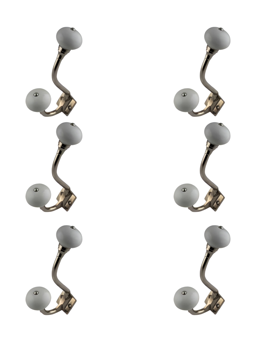

IndianShelf Grey and Bronze 6 Pieces Ceramic Wall Hooks