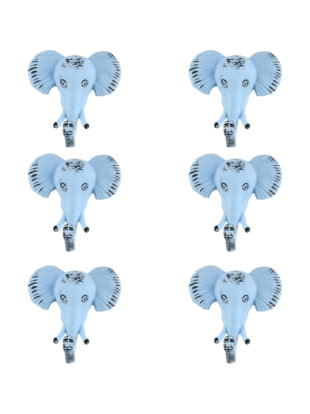 

IndianShelf Blue 6 Pieces Iron Elephant Wall Hooks