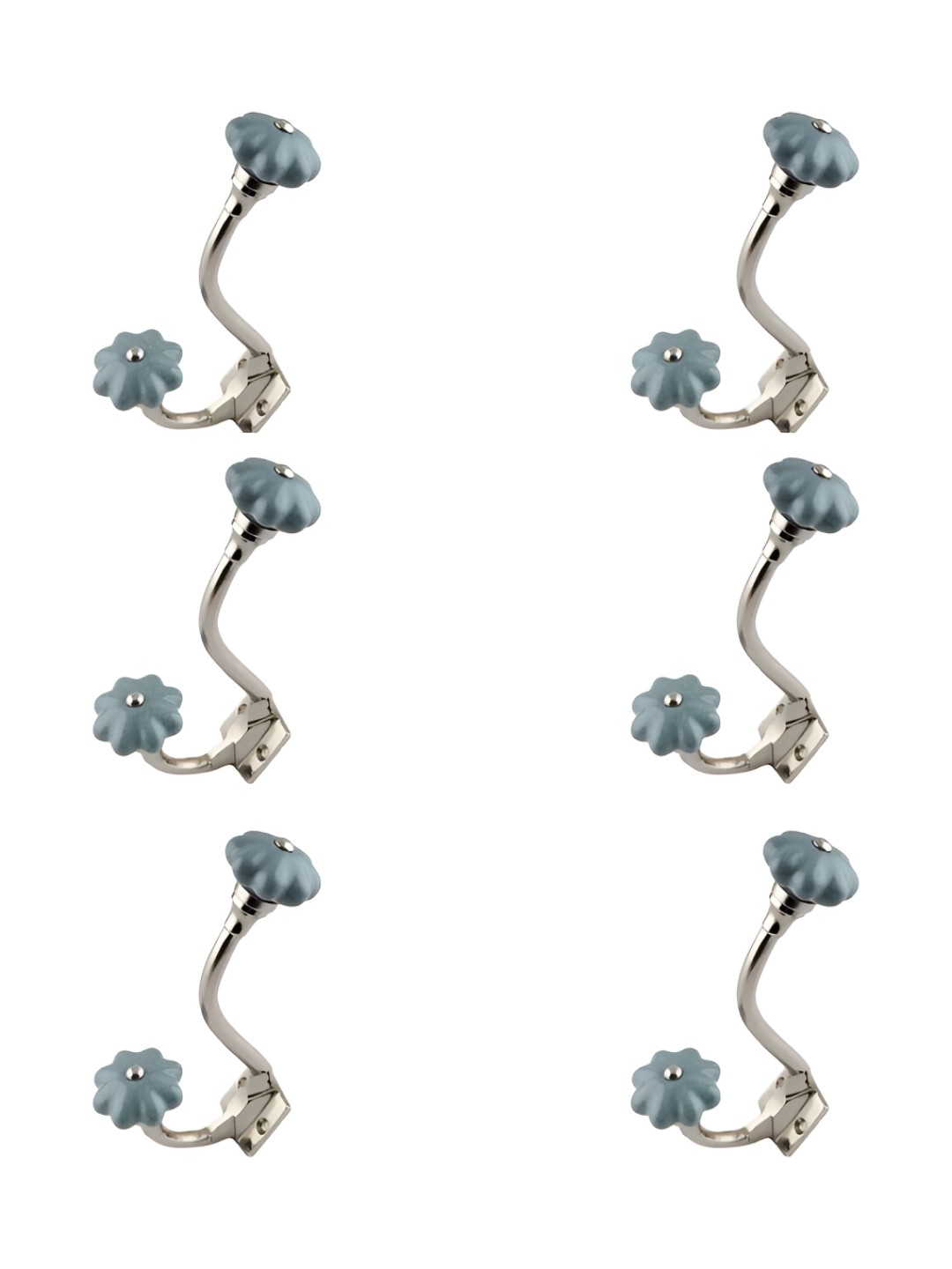 

IndianShelf Grey 6 Pieces Ceramic Crackle Wall Hanger Hooks