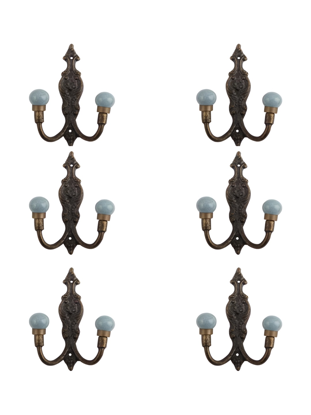 

IndianShelf Black & Gold-Toned 6 Pieces Ceramic Crackle Wall Hooks