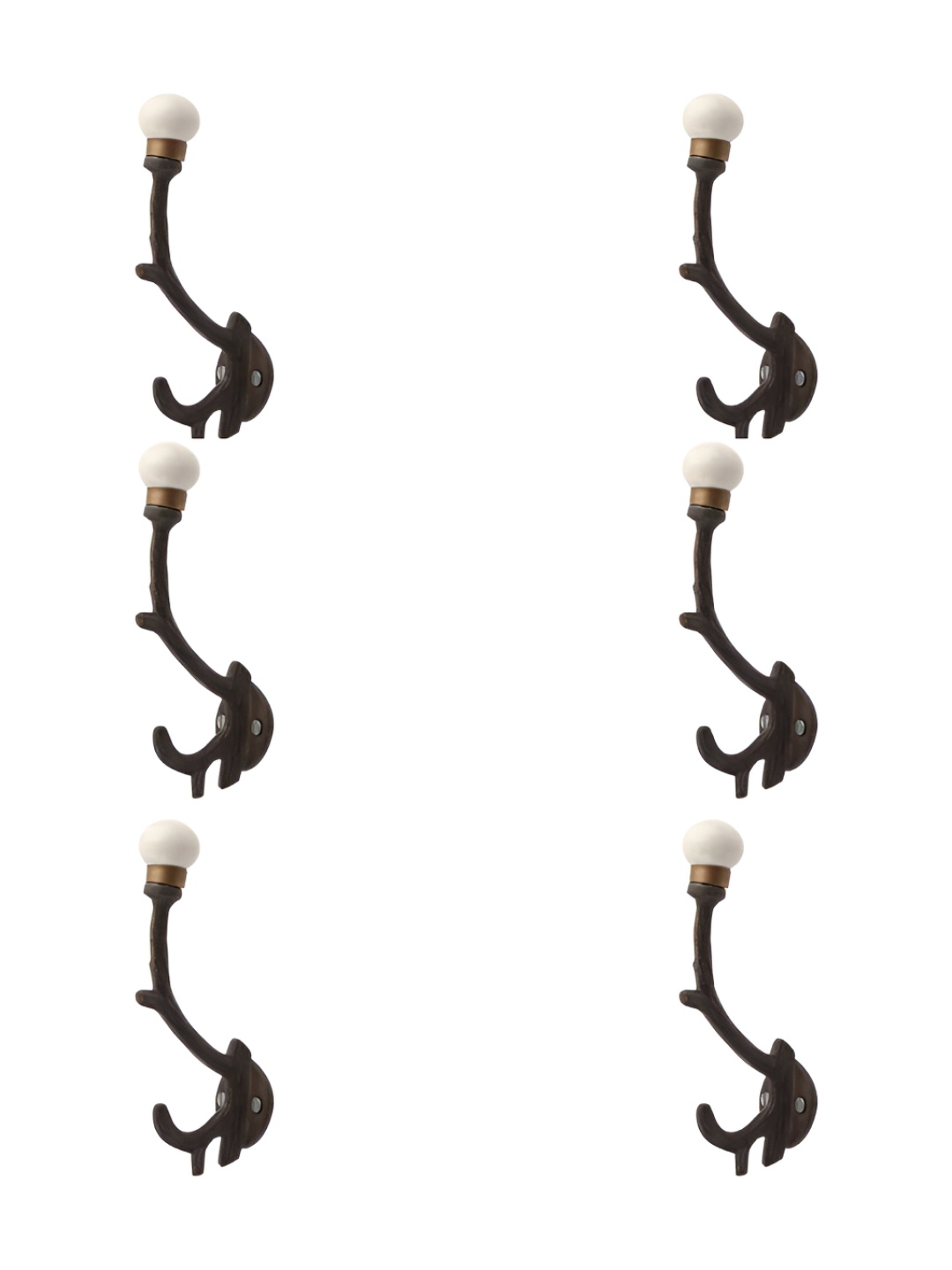 

IndianShelf Black & White 6 Pieces Tree Ceramic Wall Hooks