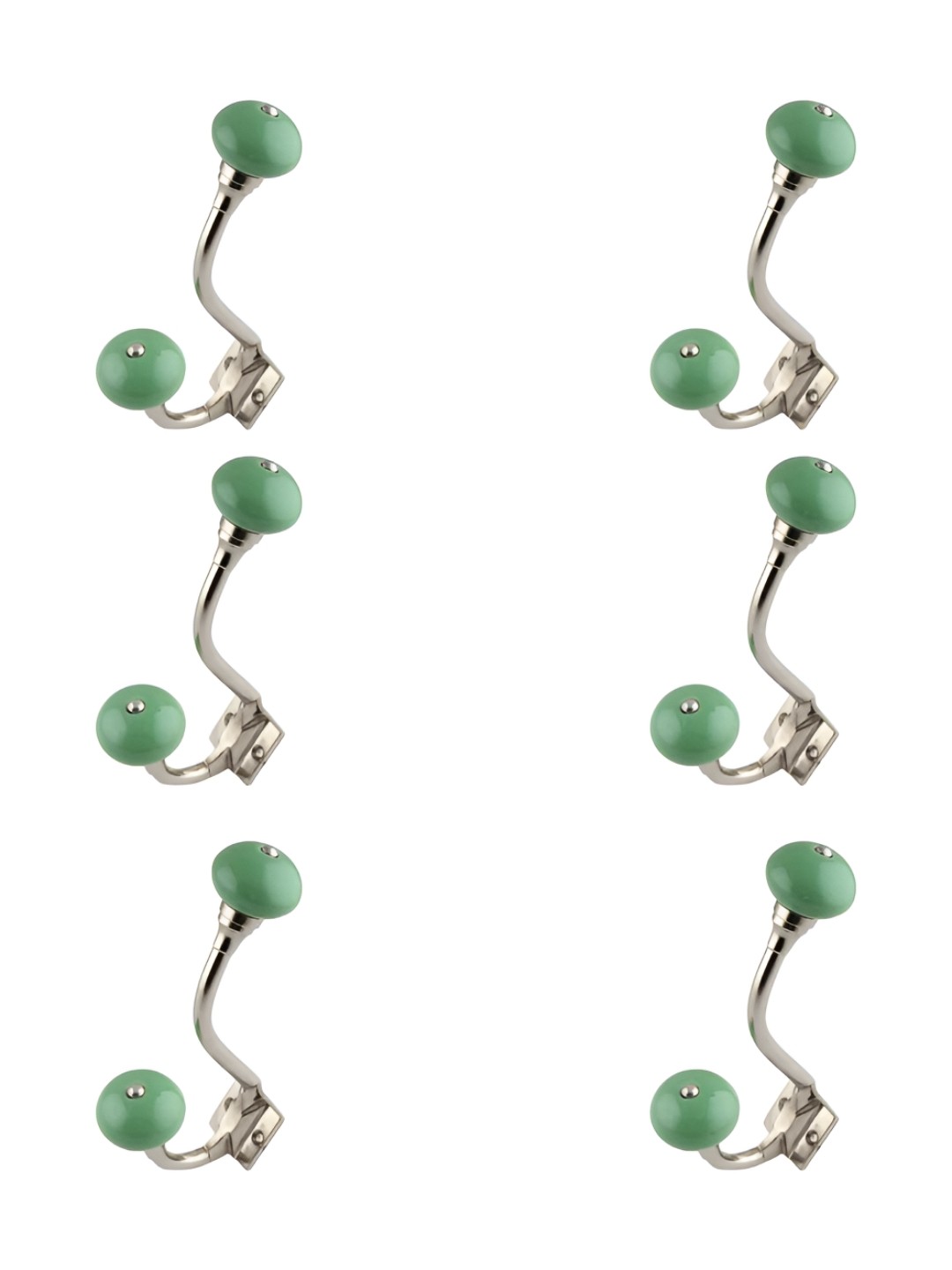 

IndianShelf Green 6 Pieces Ceramic Hooks for Wall Heavy Items Kitchen Hanger
