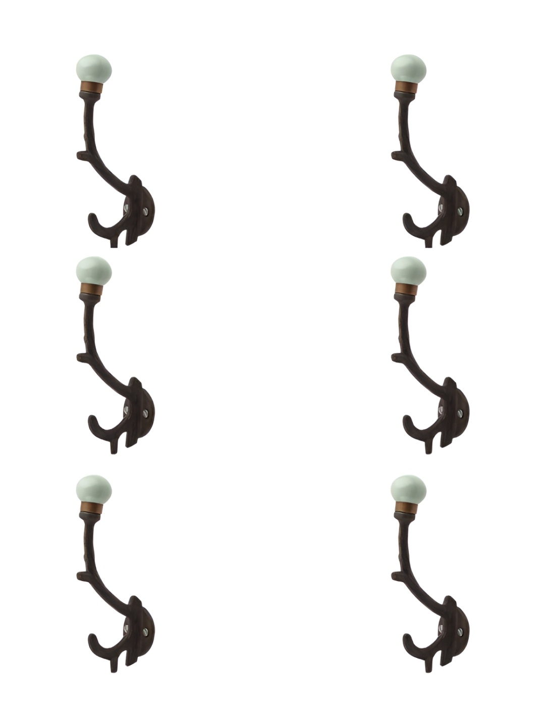 

IndianShelf Green & Brown 6 Pieces Ceramic Tree Coat Hooks Wall Hangers