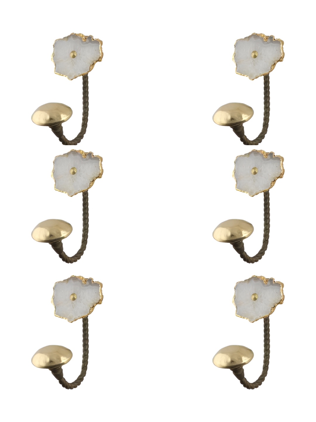 

IndianShelf Gold-Toned 6 Pieces Floral Textured Stone Wall Hooks