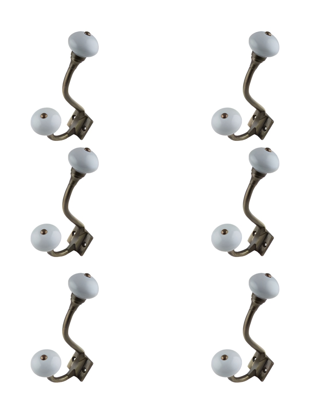 

IndianShelf Grey and Bronze 6 Pieces Ceramic Wall Hooks