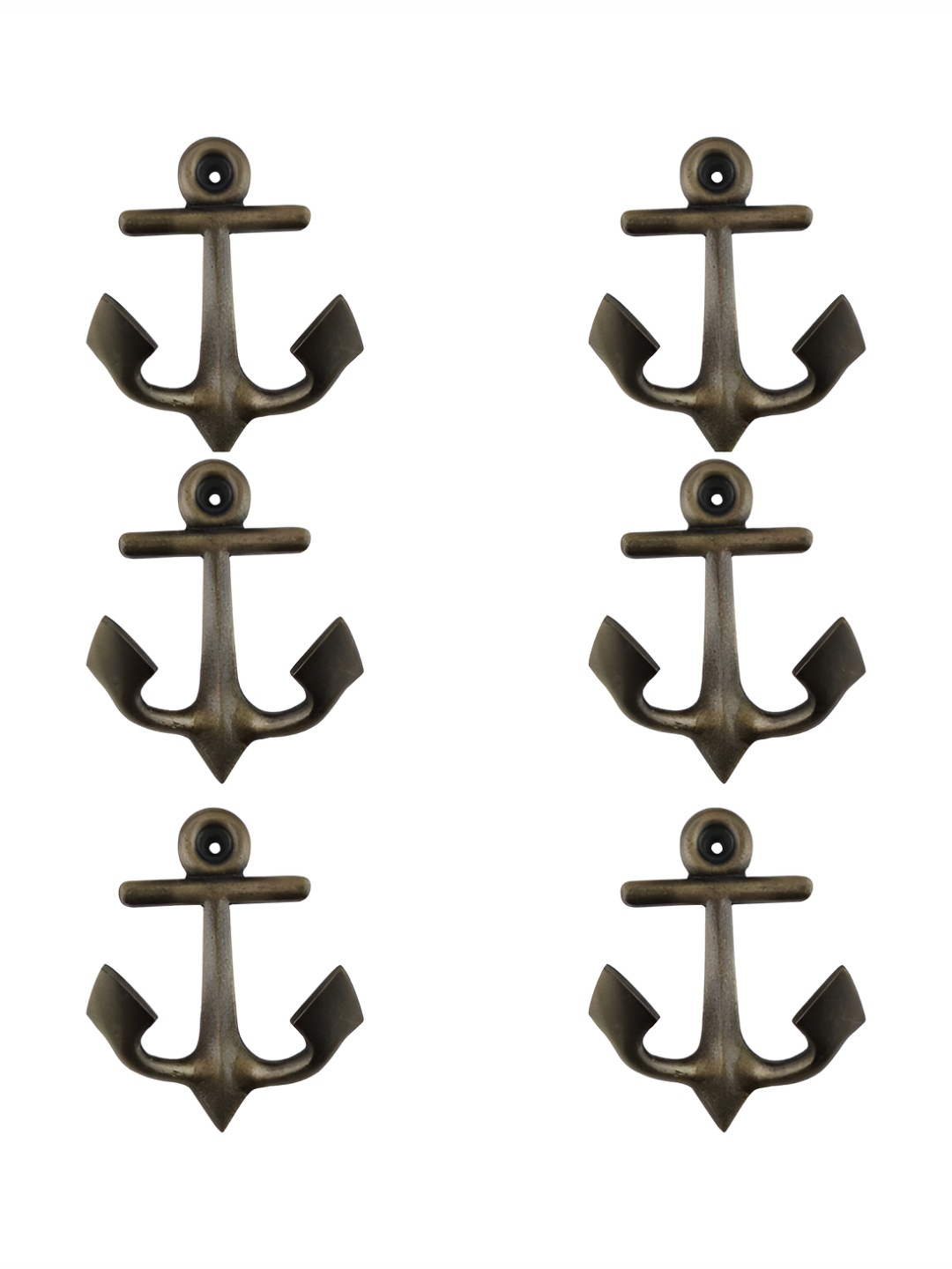 

IndianShelf Bronze-Toned 6 Pieces Anchor Textured Iron Wall Hooks