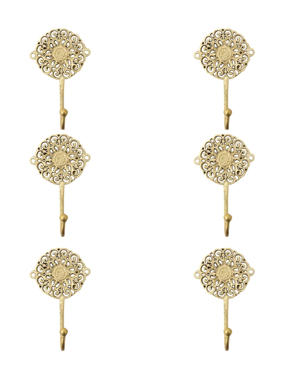 

IndianShelf Gold-Toned 6 Pieces Floral Brass Wall Hooks