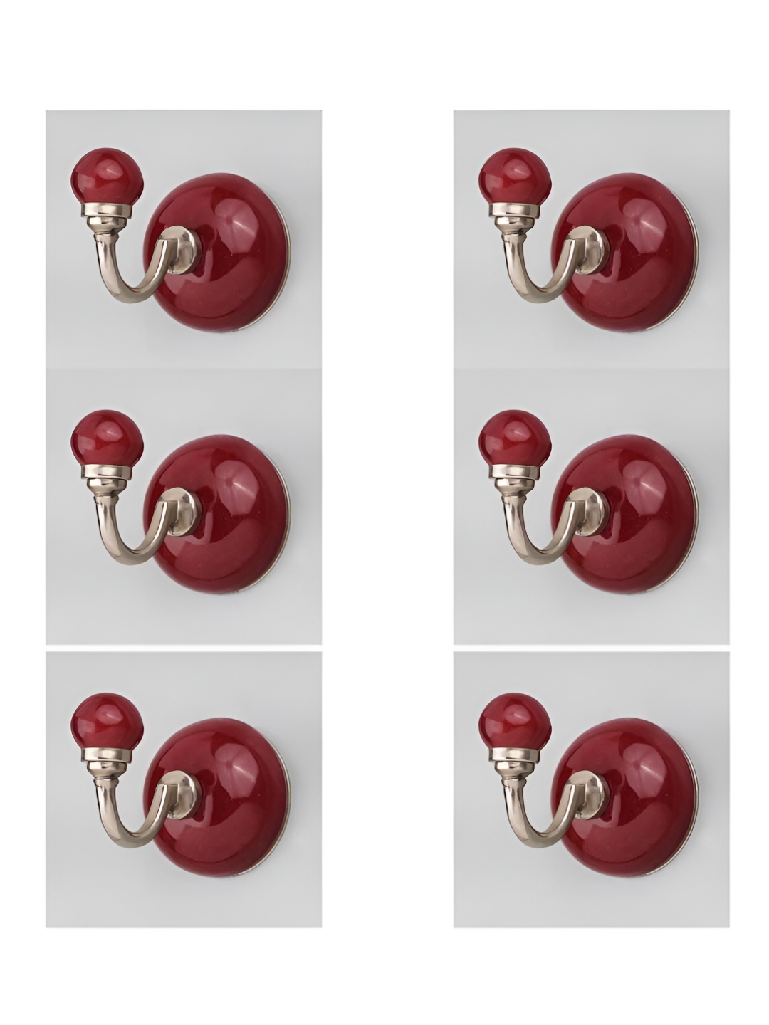 

IndianShelf Red 6 Pieces Ceramic Wall Hangers Key Holders