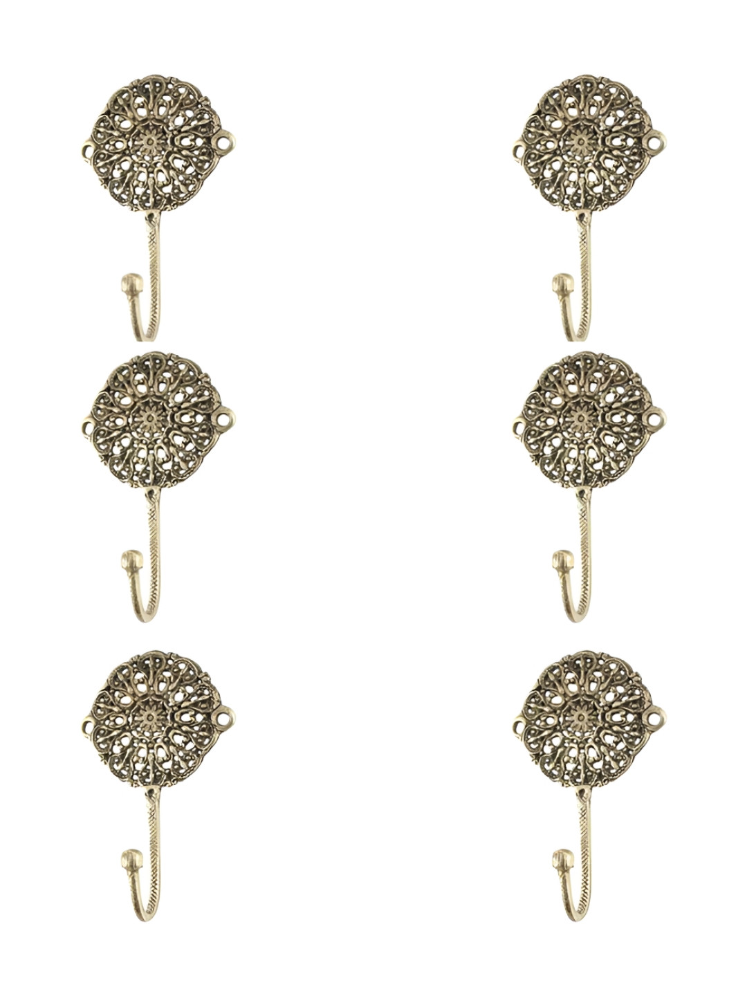 

IndianShelf Gold-Toned 6 Pieces Brass Floral Door Hangers Wall Hooks