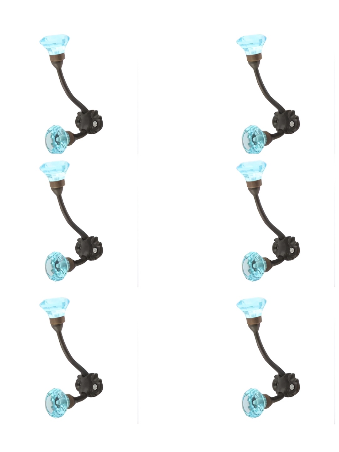 

IndianShelf Black & Blue 6 Pieces Diamond Cut Glass Wall Hooks