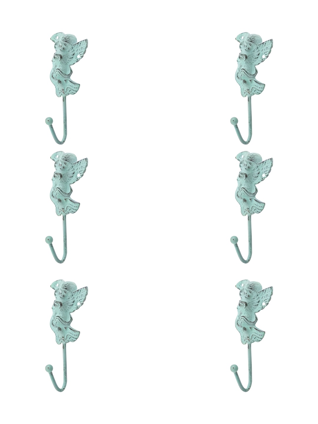 

IndianShelf Green 6 Pieces Angel Iron Wall Hooks
