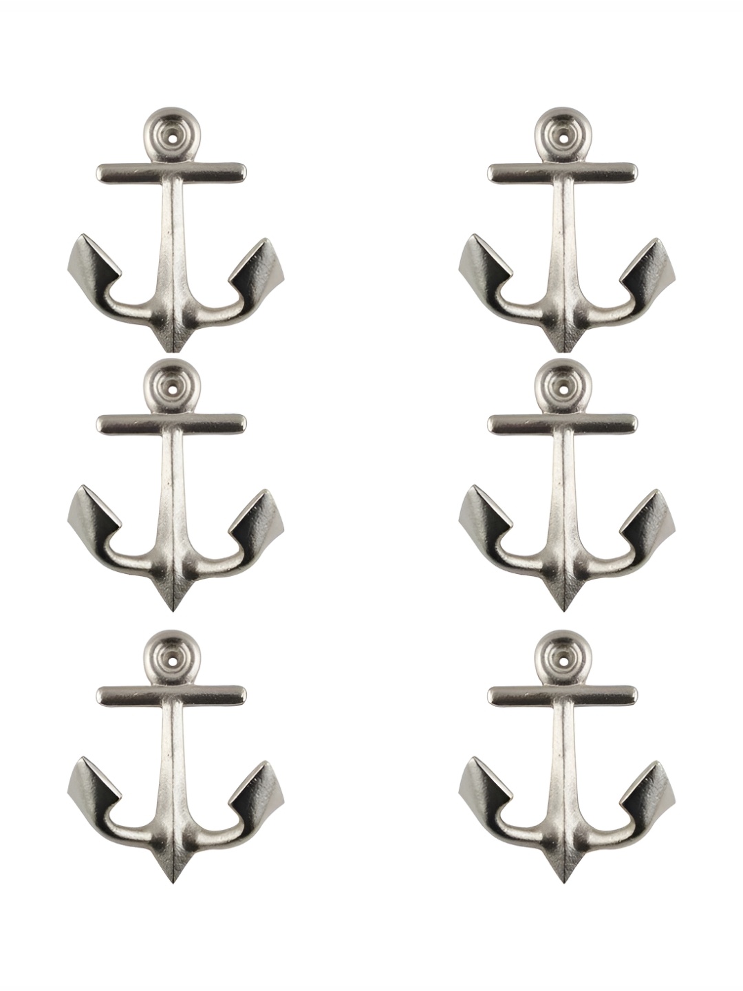 

IndianShelf Silver-Toned 6 Pieces Iron Anchor Wall Hanger Hooks