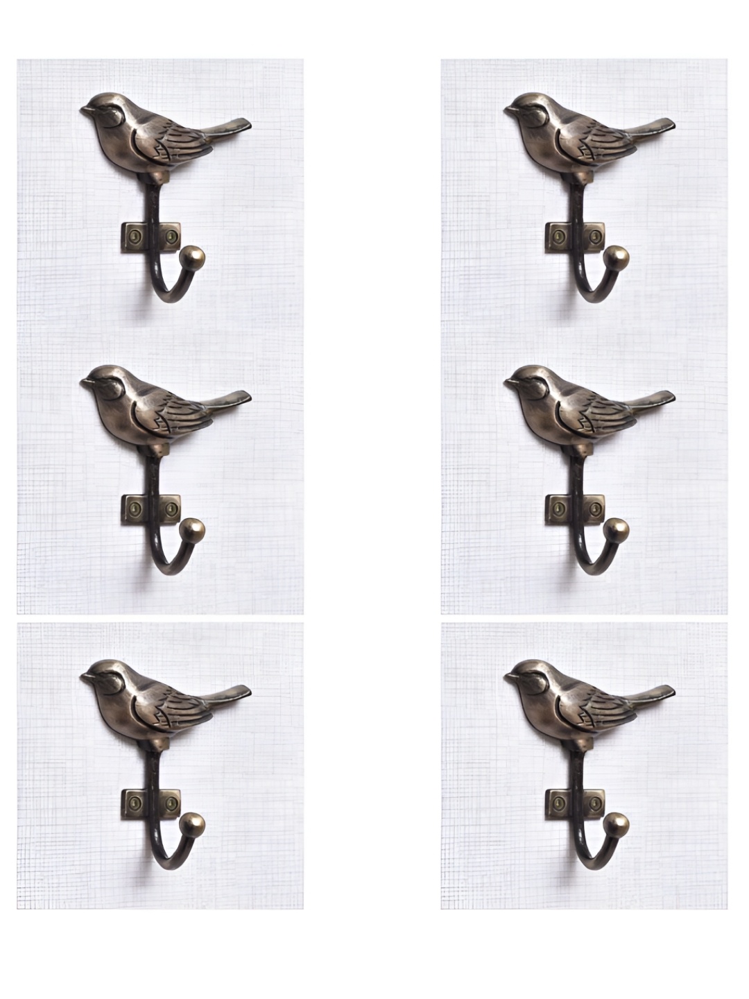 

IndianShelf Bronze 6 Pieces Iron Bird Shaped Wall Hooks