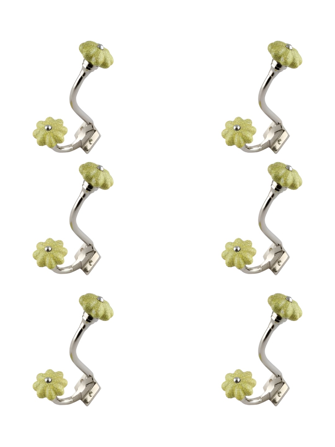 

IndianShelf Yellow 6 Pieces Ceramic Crackle Wall Hangings Key Hooks