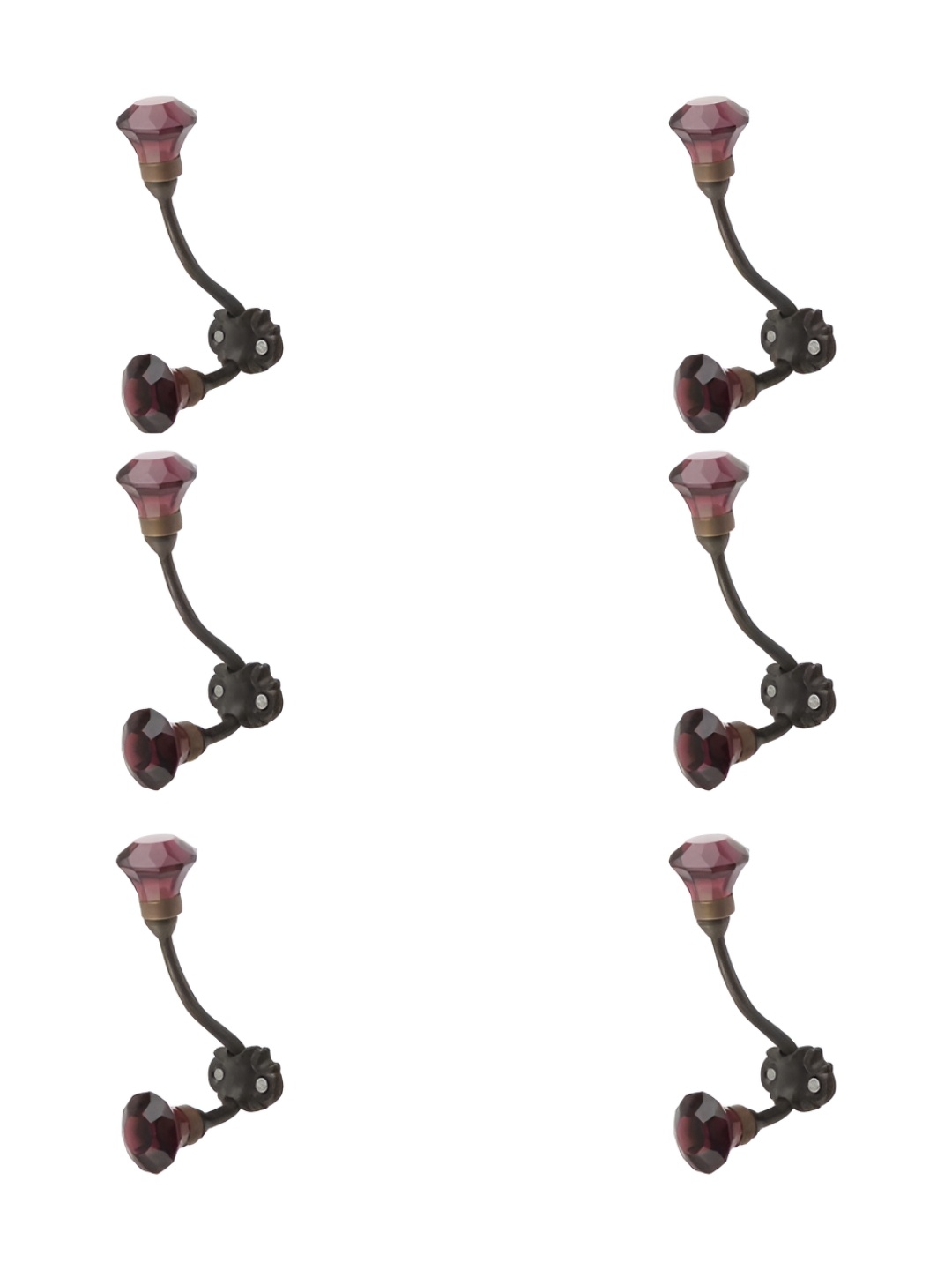 

IndianShelf Silver-Toned 6 Pieces Diamond Glass Wall Hooks