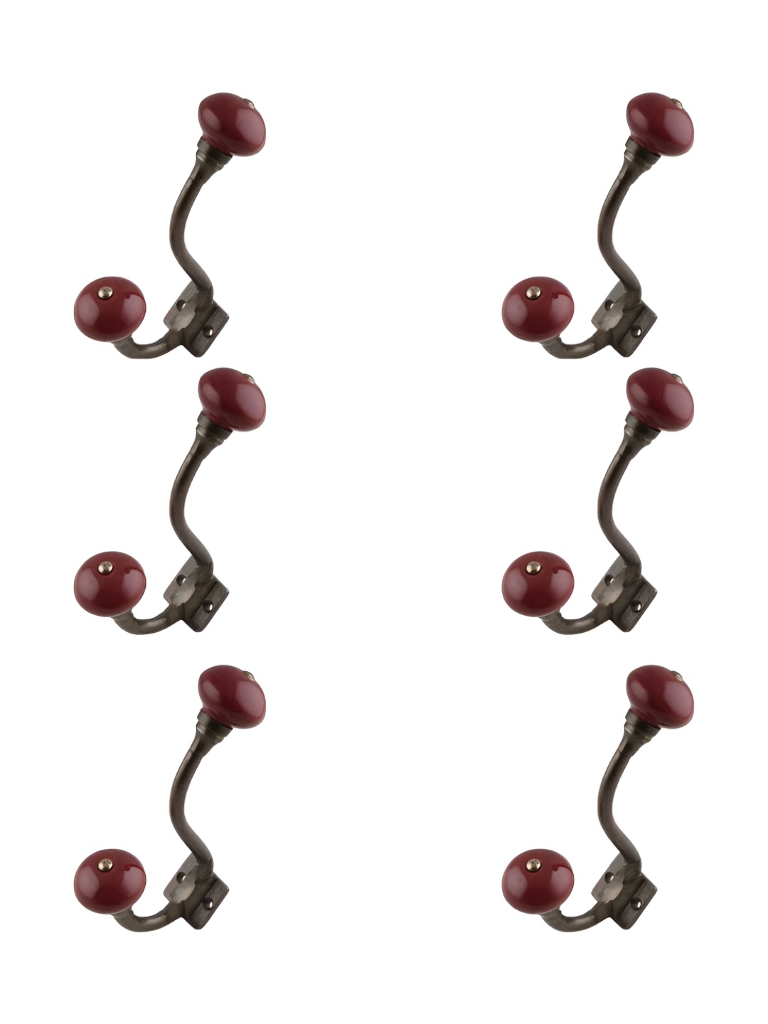 

IndianShelf Red 6 Pieces Ceramic Cloth Hangers Coat Hooks