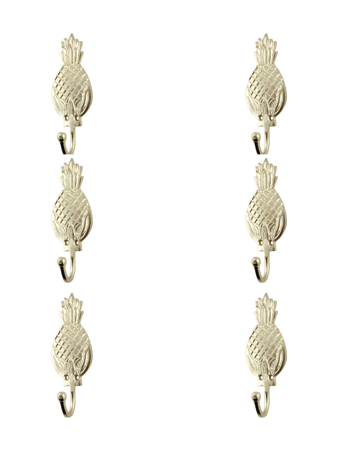 

IndianShelf Gold-Toned 6 Pieces Pineapple Iron Wall Hooks