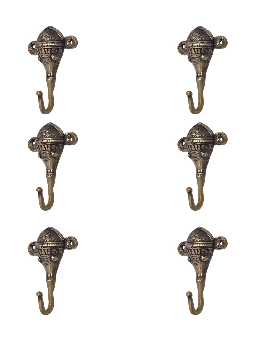 

IndianShelf Bronze-Toned & Black 6 Pieces Ganesha Brass Wall Hooks
