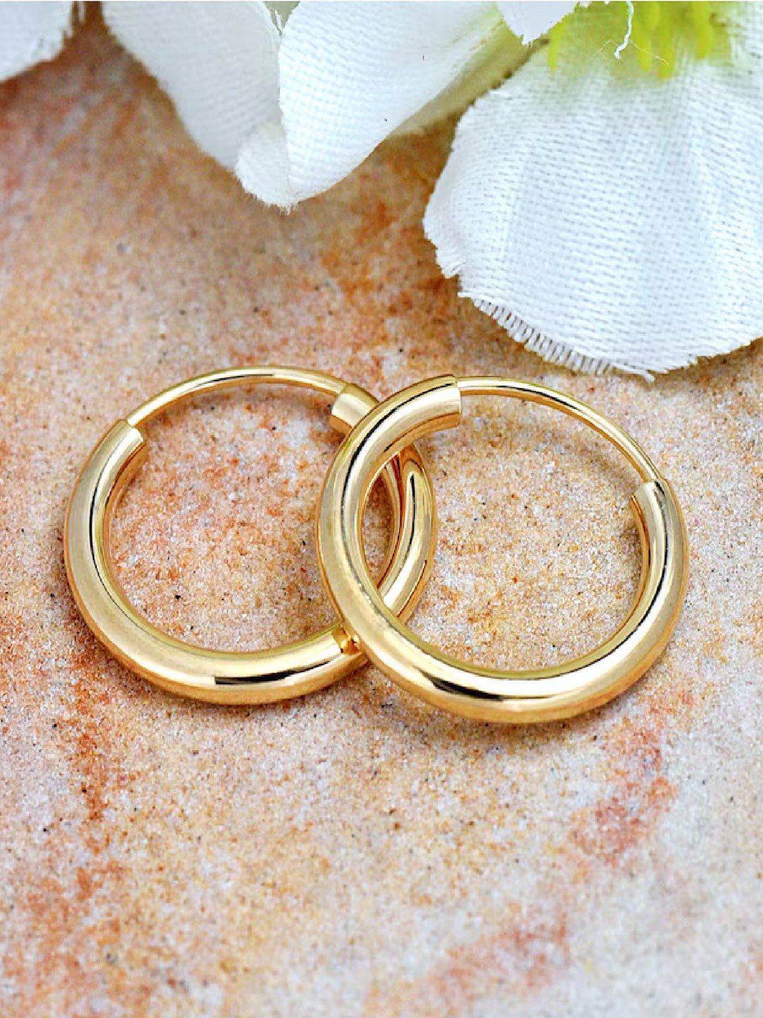 

RUHI COLLECTION Unisex Stainless Steel Circular Hoop Earrings, Gold