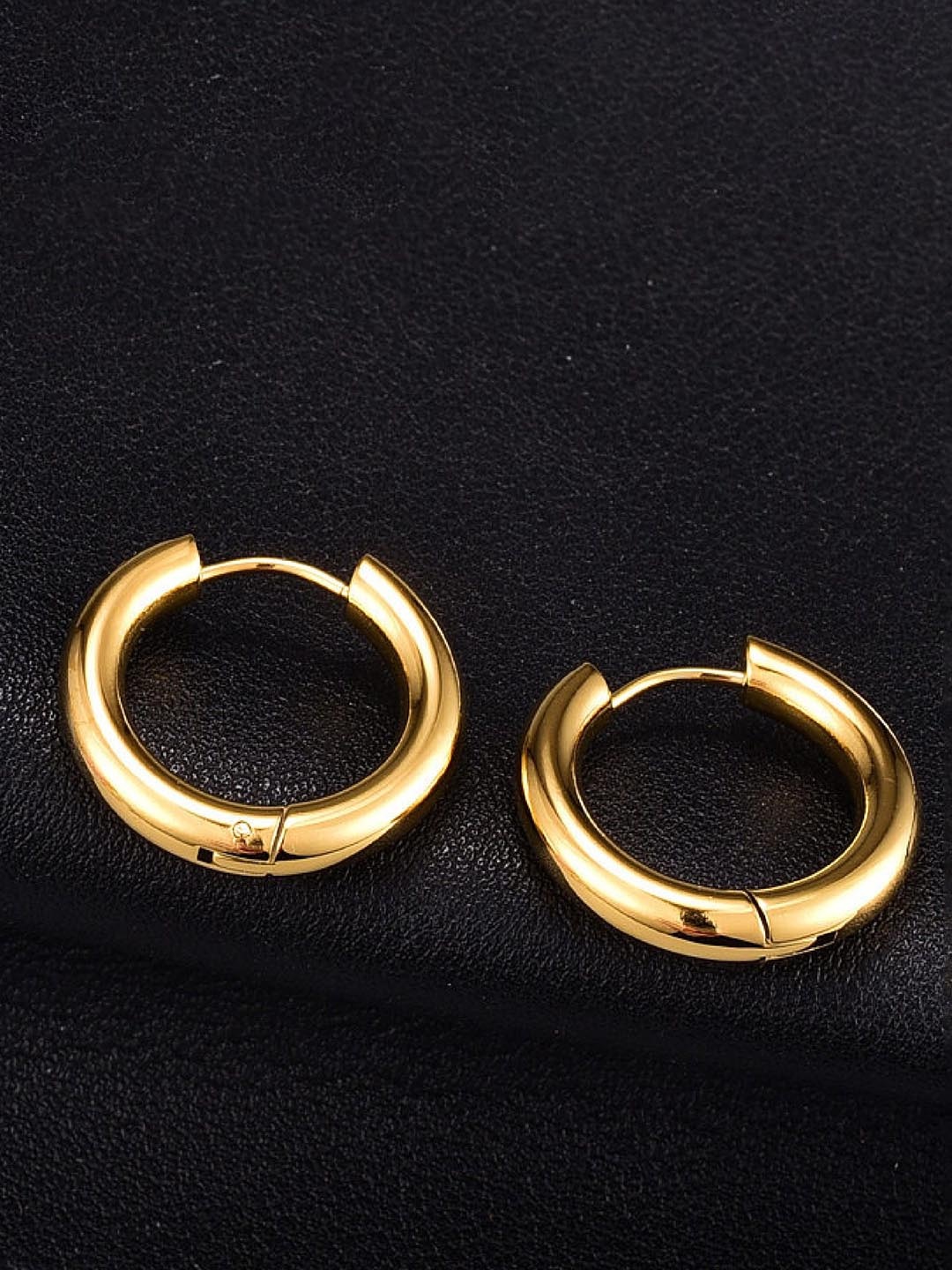 

RUHI COLLECTION Unisex Stainless Steel Circular Hoop Earrings, Gold