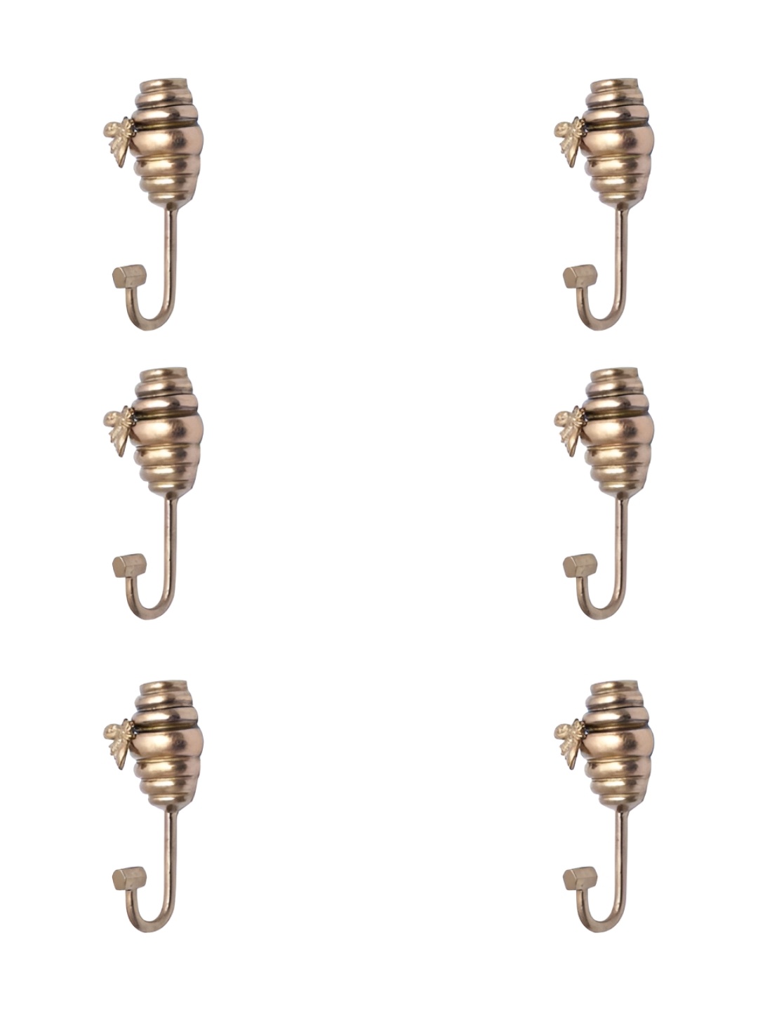 

IndianShelf Goldtoned 6 Pieces Aluminium Honeycomb Wall Hooks, Gold