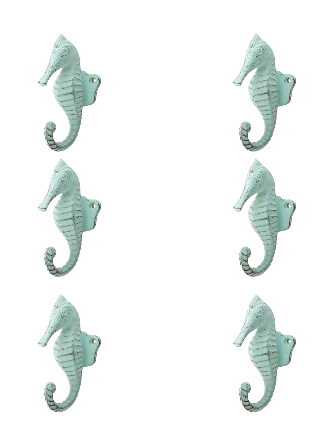 

IndianShelf Green 6 Pieces Iron Seahorse Shaped Wall Hooks