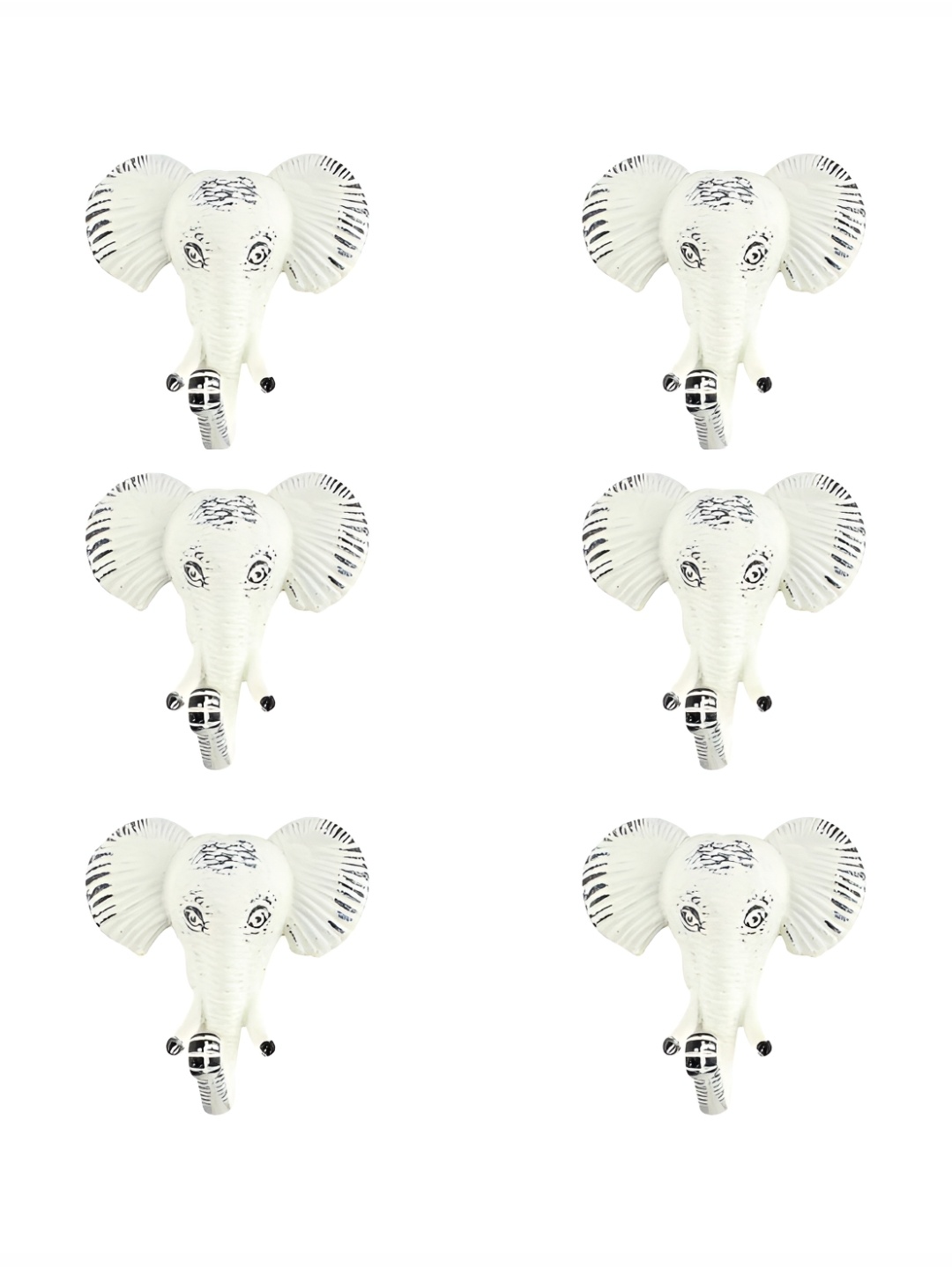 

IndianShelf Cream-Coloured 6 Pieces Iron Elephant Wall Hangers Key Hooks