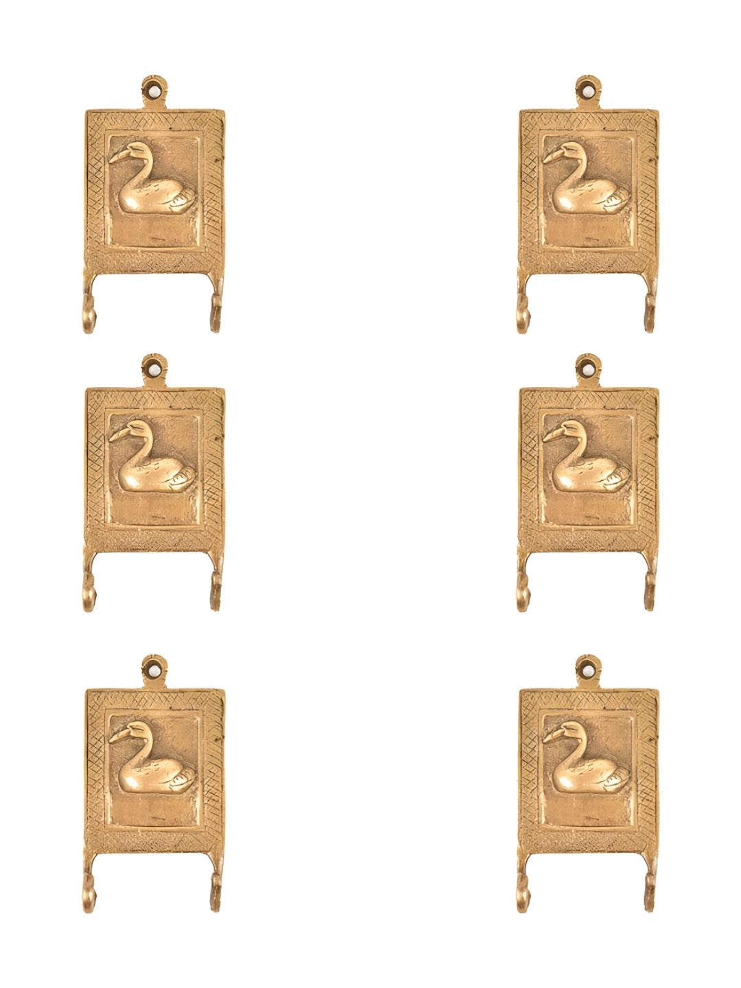 

IndianShelf Gold-Toned 6 Pieces Brass Duck Wall Mounted Wall Hooks