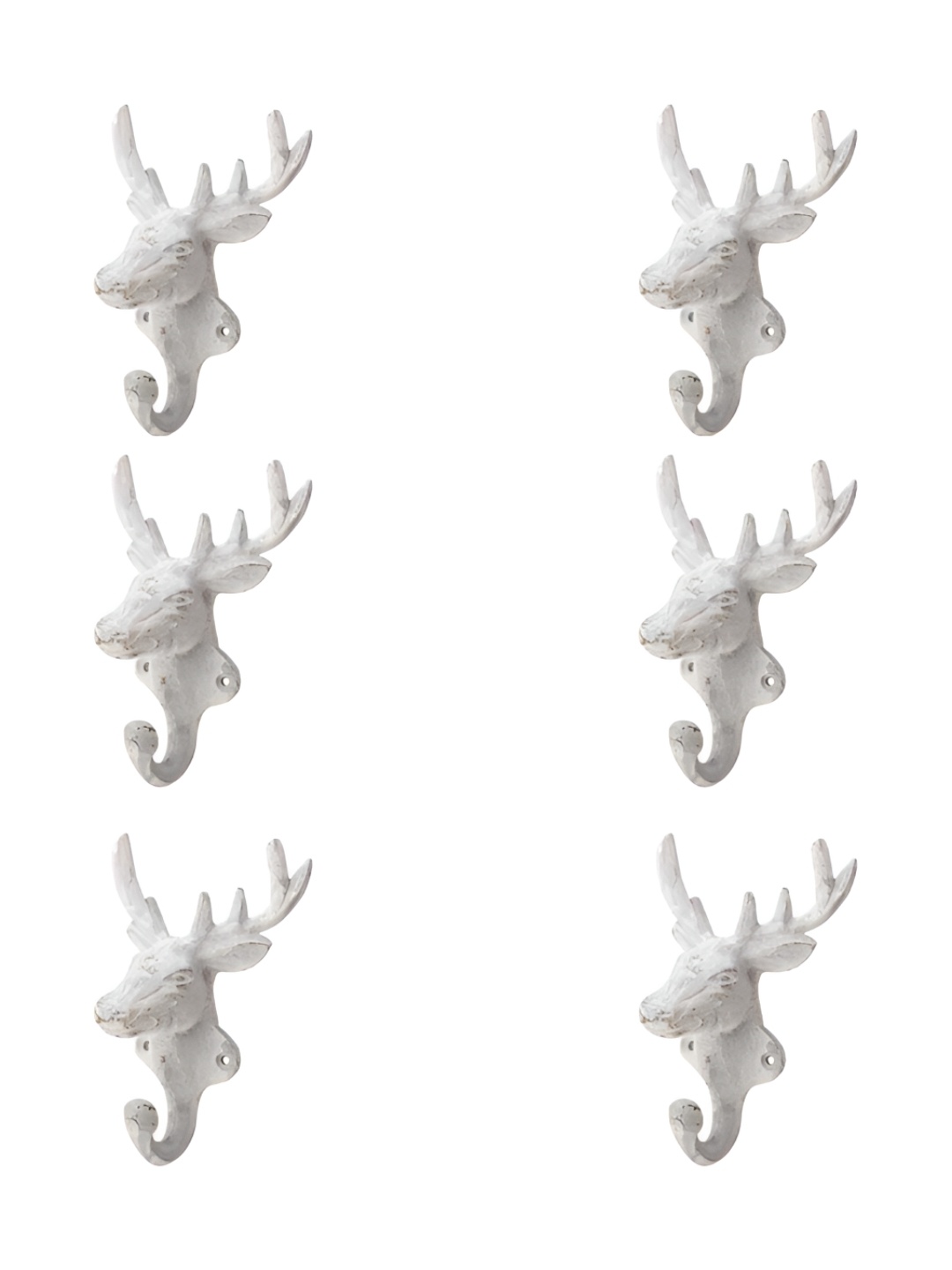 

IndianShelf White 6 Piece Iron Reindeer Wall Hooks