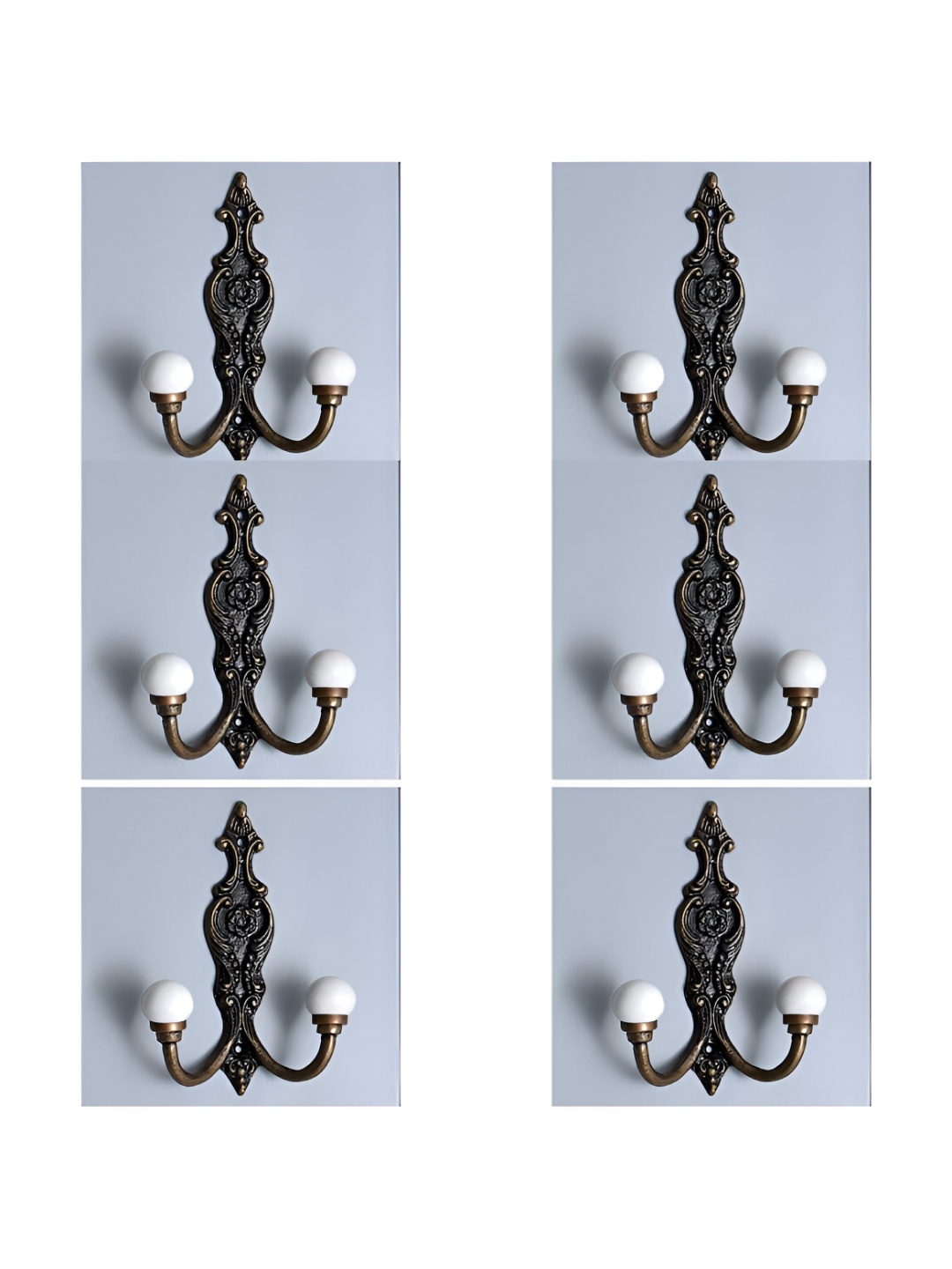 

IndianShelf Silver-Toned 6 Pieces Ceramic Wall Hooks