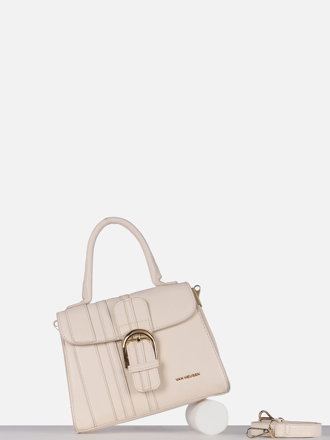 

Van Heusen Woman Solid Structured Satchel Bag, Beige