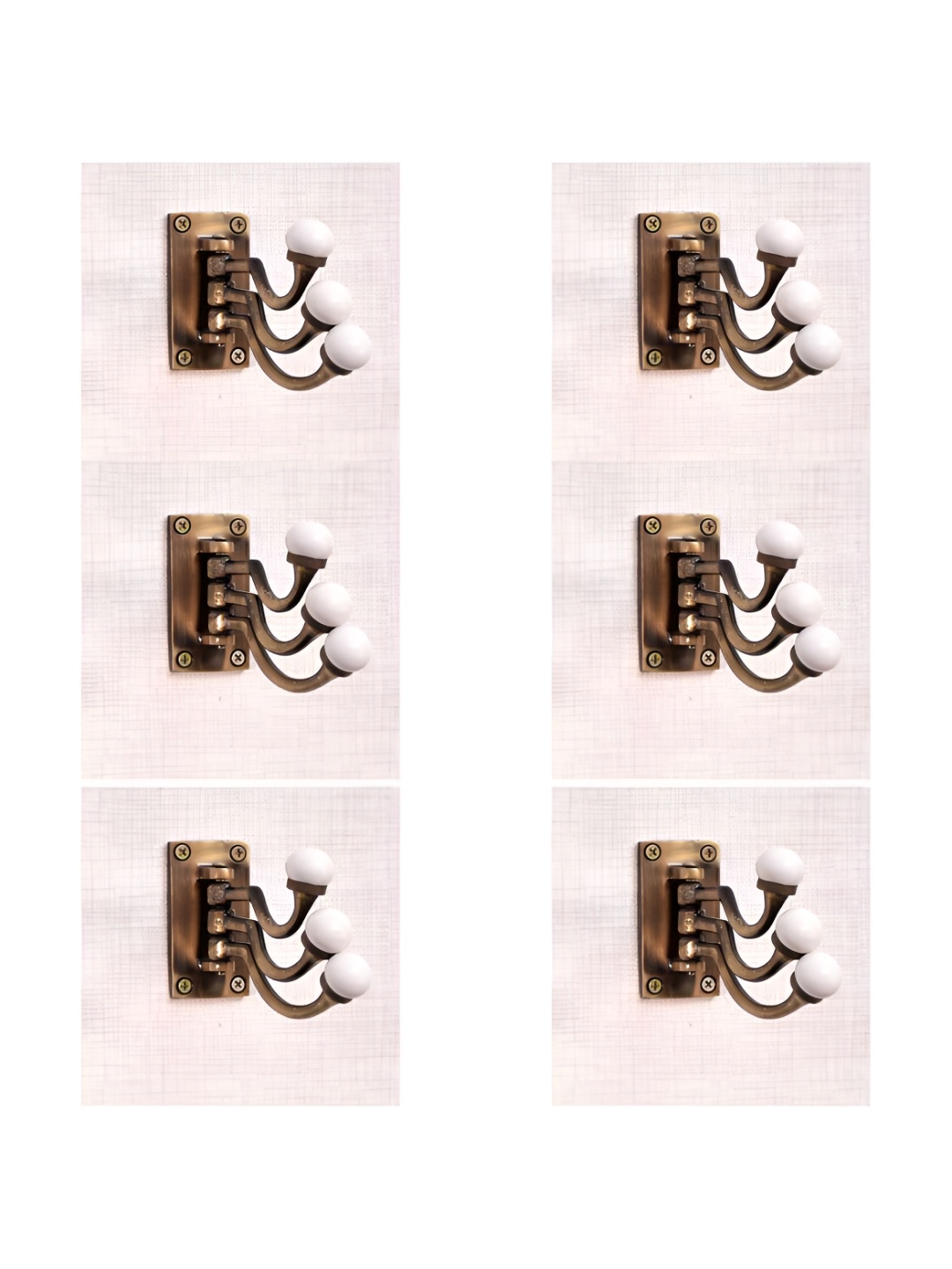 

IndianShelf White & Bronze 6 Pieces Metal Ceramic Wall Hooks