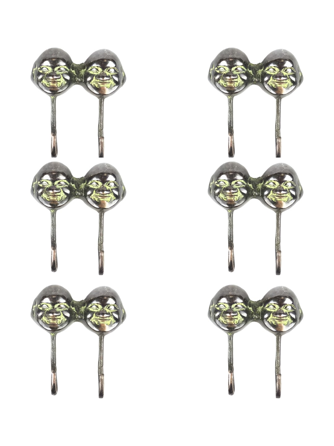 

IndianShelf Grey & Green 6 Pieces Brass Laughing Buddha Wall Hooks