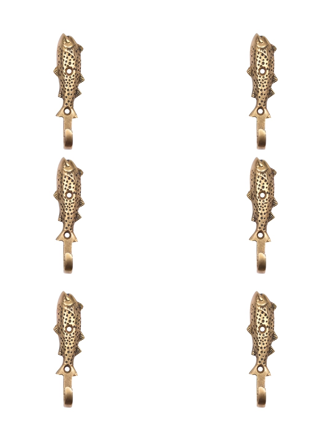 

IndianShelf Gold-Toned 6 Pieces Brass Fish Wall Hangers Key Hooks