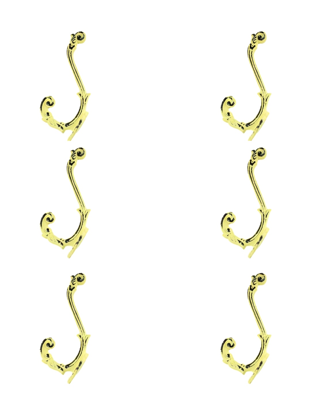 

IndianShelf Yellow & Grey 6 Pieces Textured Iron Wall Hooks