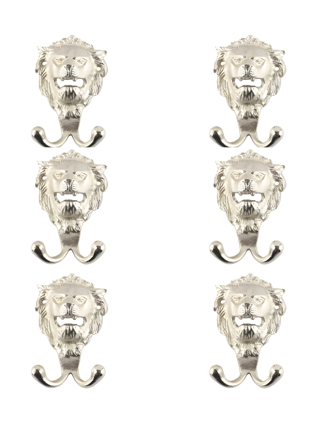 

IndianShelf Silver-Toned 6 Pieces Iron Lion Wall Hanger Hooks