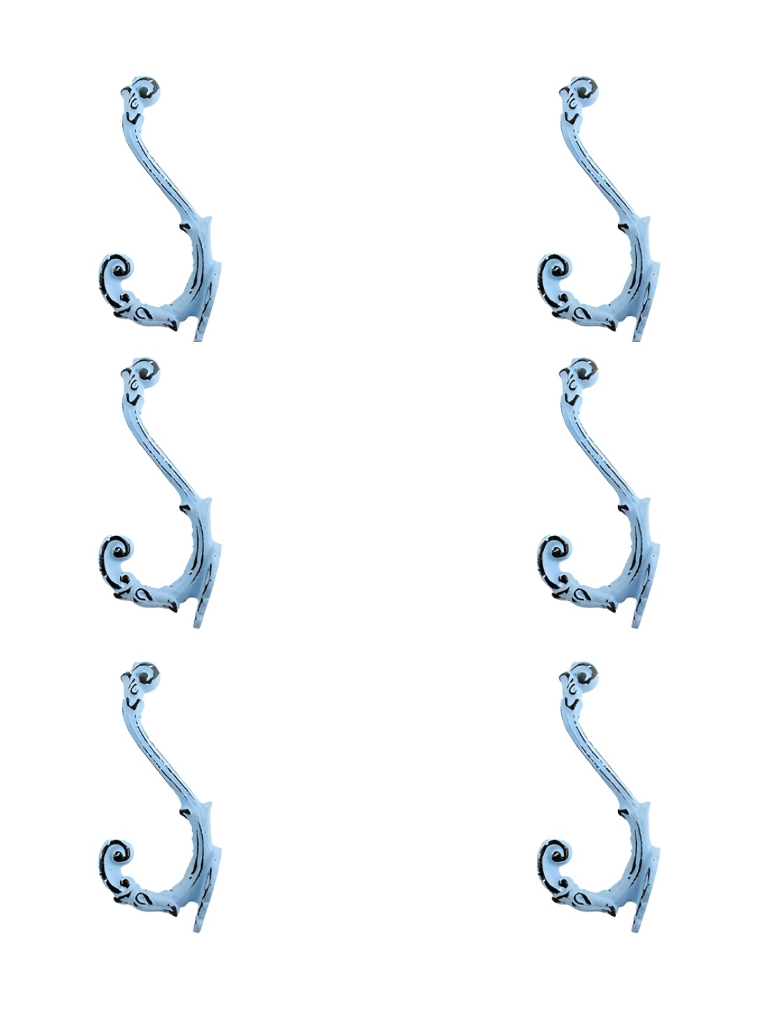 

IndianShelf Blue 6 Pieces Iron Robe Wall Hooks Cloth Hanger