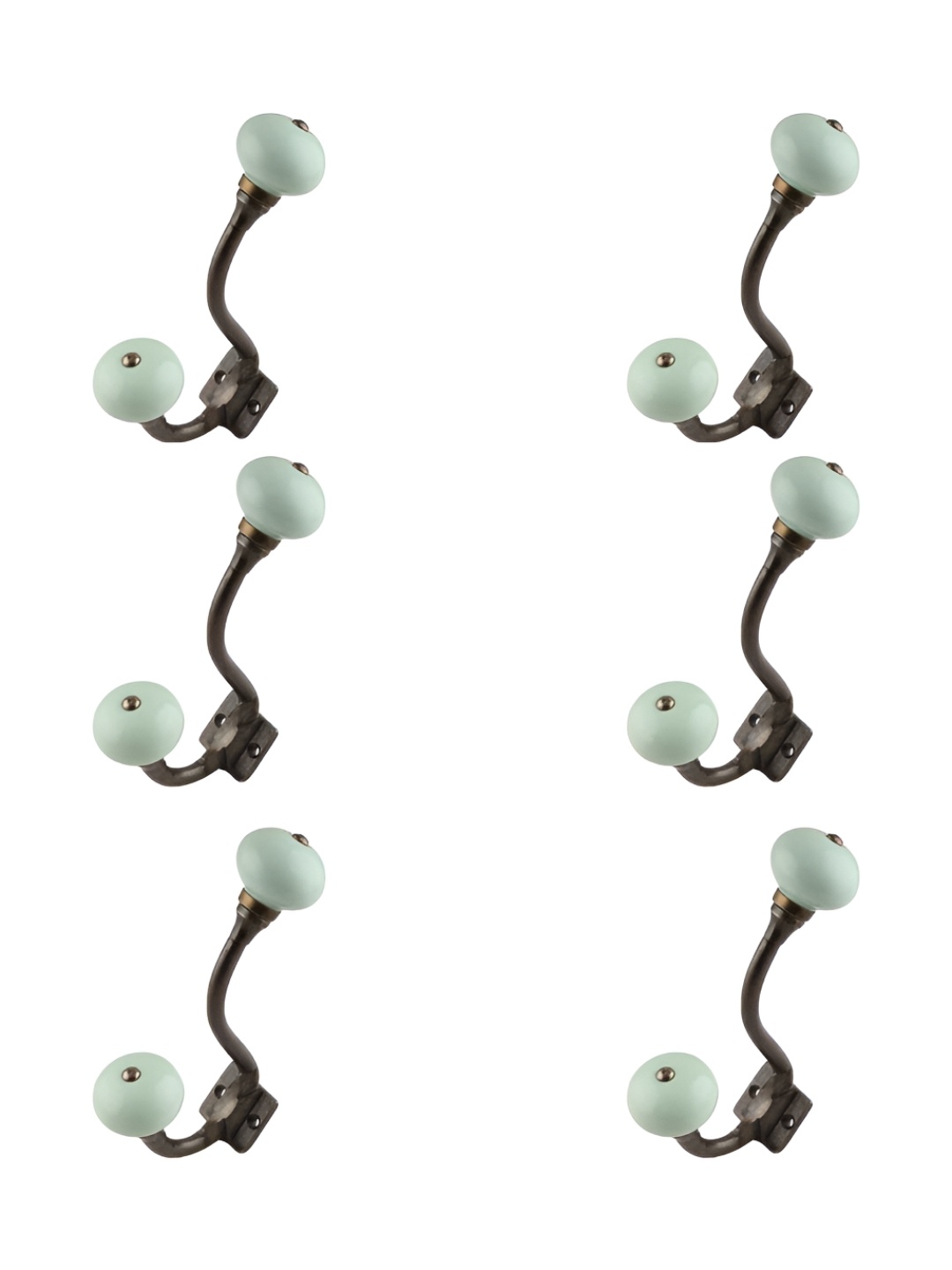 

IndianShelf Green & Bronze 6 Pieces Ceramic Wall Hooks